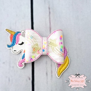 Summer Unicorn Shaker Hair Bow Clip