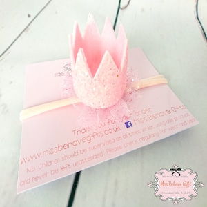 Sparkly Baby Pink Mini Crown Headband