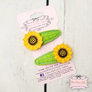 Pinces à cheveux en feutre tournesol et feuille