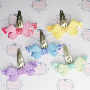 Set of 5 Pastel Hair Bow Clips