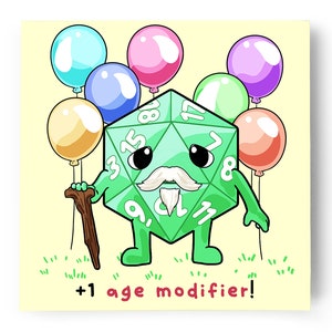 Age Modifier +1 - Birthday Square Tabletop RPG Greeting Card