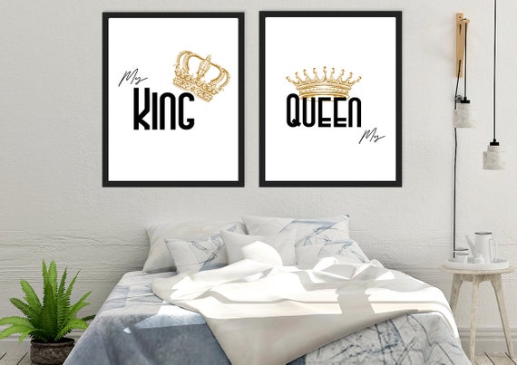 Her King His Queen Our Princess Print His And Hers Prints Etsy