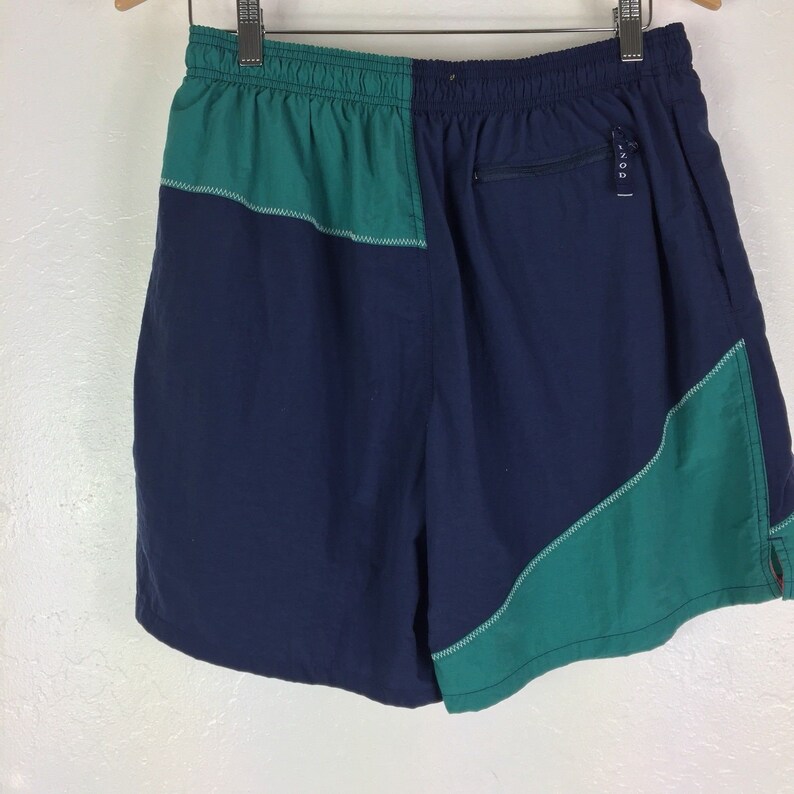VTG IZOD Men/'s Color Block Swim Trunks Shorts Suit Blue /& Green