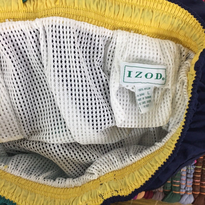 VTG IZOD Men/'s Color Block Swim Trunks Shorts Suit Blue /& Green