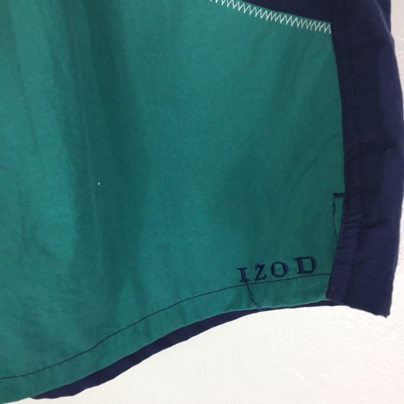 VTG IZOD Men/'s Color Block Swim Trunks Shorts Suit Blue /& Green