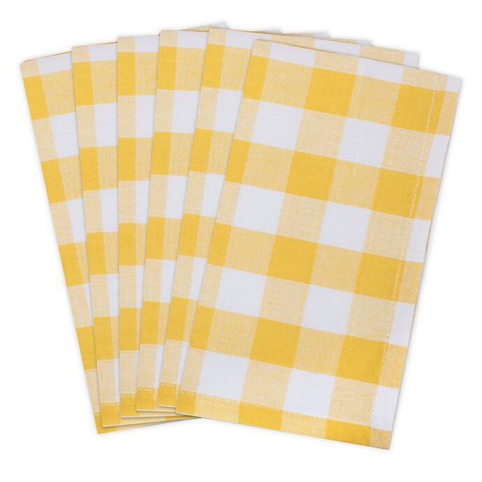 Farmhouse Cotton Buffalo Check Napkins in Yellow and White Etsy