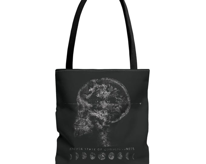 Lunar Phases Skull Tote Bag | Moon Phases Anatomy Illustration