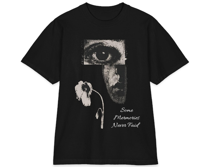 Custom Surreal Eye & Poppy Shirt, Moody Graphite Heavyweight Tee (Personalized)