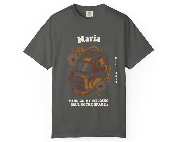 Personalized Retro Welding Mask Shirt – Custom Name Comfort Colors Tee