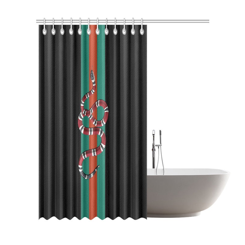 Snake Style Black Red Green Custom Pattern Fancy Shower Curtain 72 X 84 Home Bathroom Decoration
