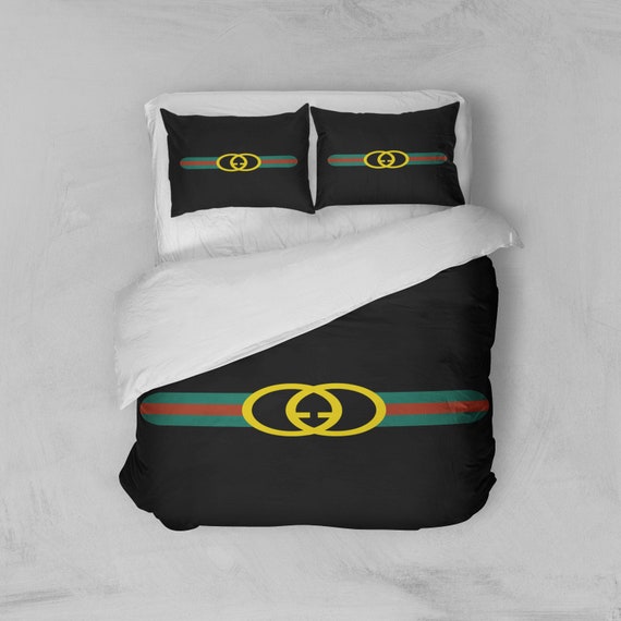 Gucci Inspired Black Bedding Set Duvet Cover and Pillowcases Etsy