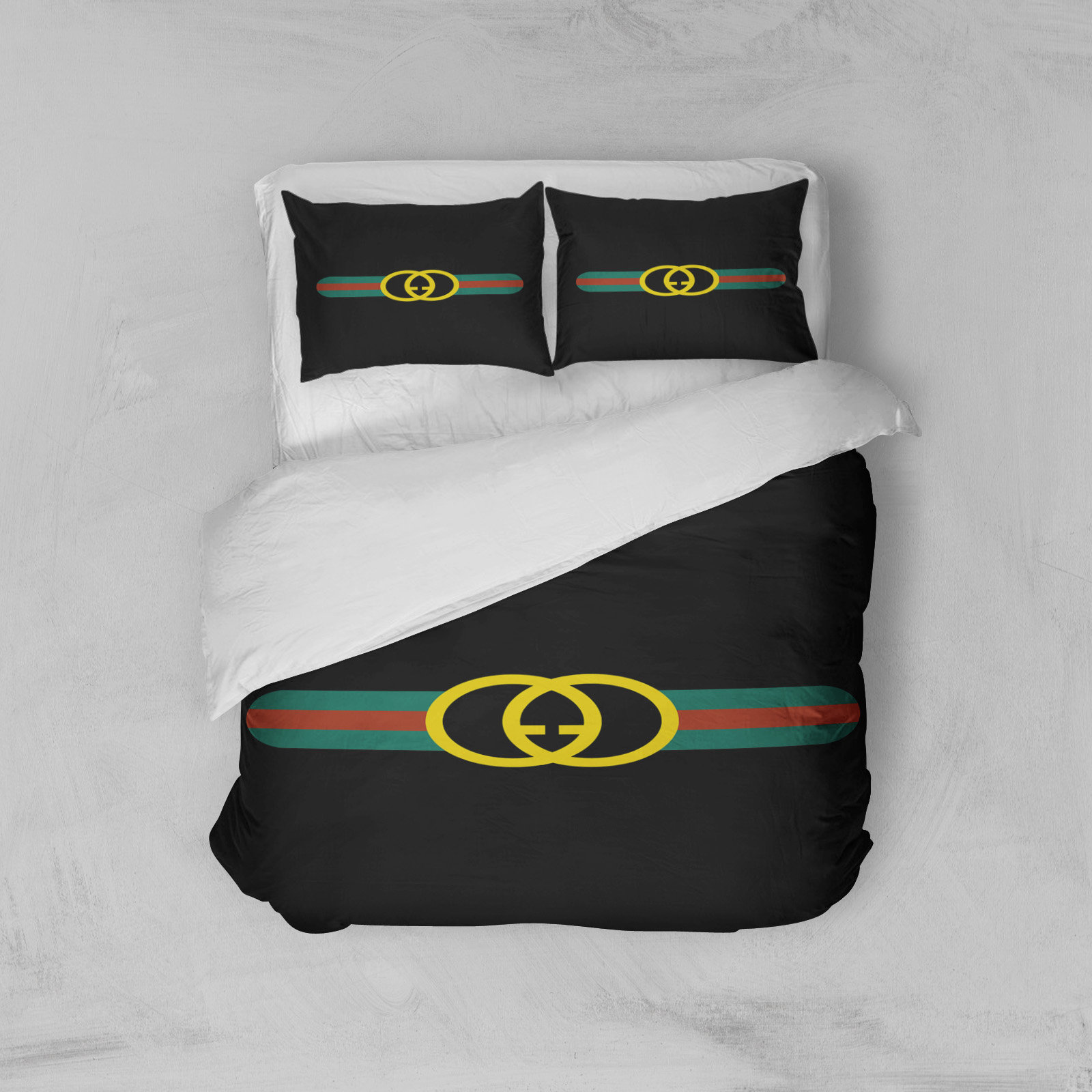 Gucci Inspired Black Bedding Set Duvet Cover and Pillowcases Etsy