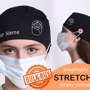monogrammed PEDIATRIC NURSING cap with PERSONALIZATION embroidery theatre cap