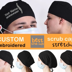 Personalized scrub caps for Neurosurgeon, Neurosurgery scrub cap,  Embroidery options for surgeon hats, monogrammed