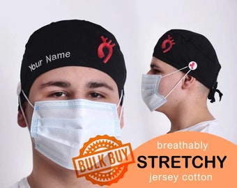 personalized AORTIC Cardiothoracic surgeon scrub caps, monogramm vascular technologist hats, vascular surgery scrub cap