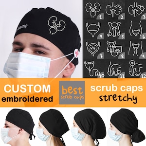 personalized gift Urologist scrub cap, Kidneys embroidery Surgical Cap, Urology Renal scrub caps, gift for dialysis nurse and doctor