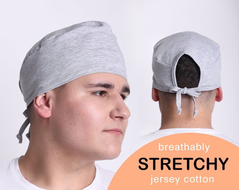 Scrub Cap SOLID GREY Washable Stretch Surgical / Nurse Scrub Etsy