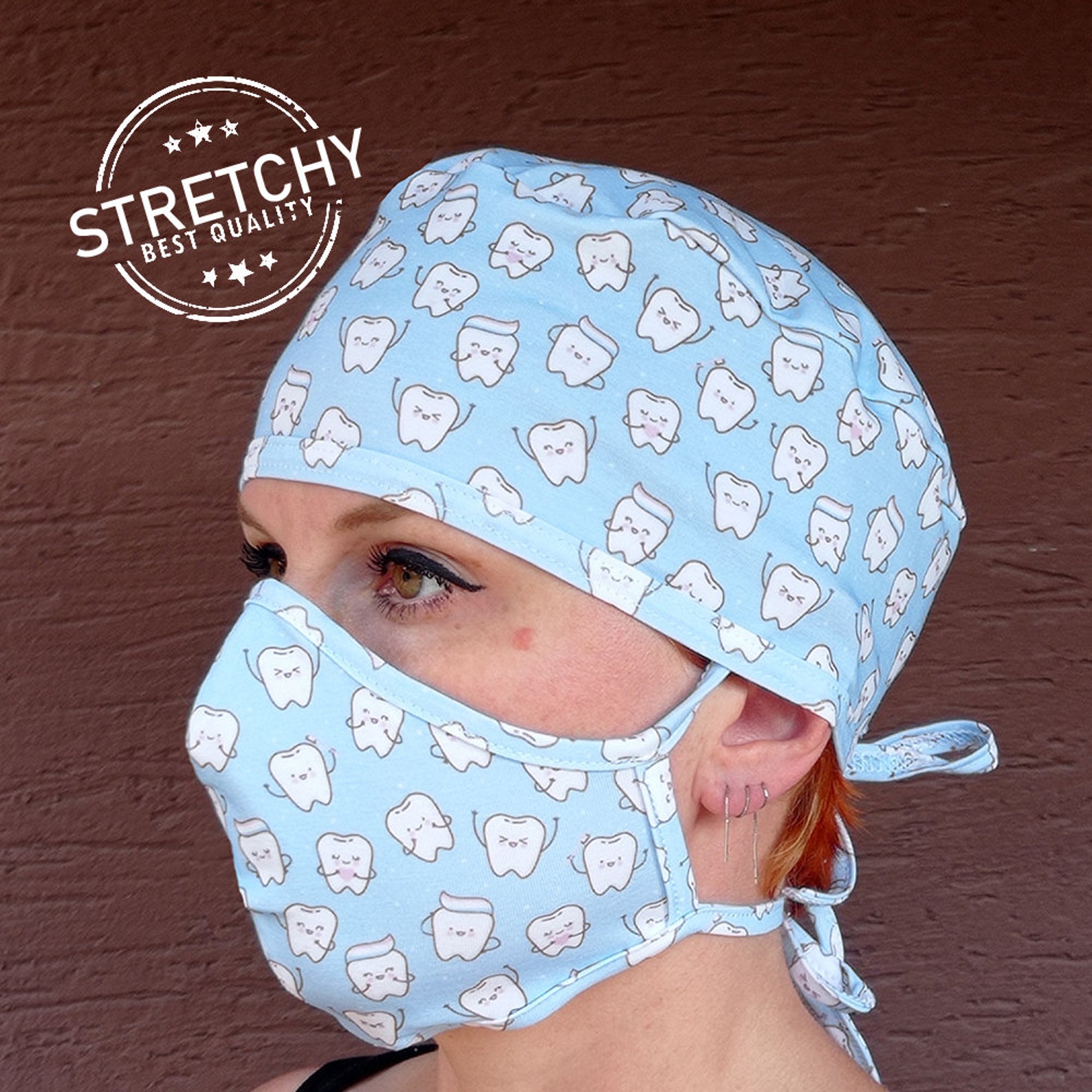 DENTAL cap with TEETH / stretchy / Nurse Scrub Hat / Surgical Etsy