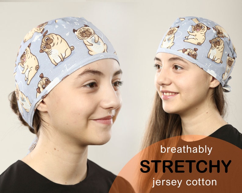 Scrub Cap PUGS DOGS Washable Elastic Funny Surgical cap / Etsy