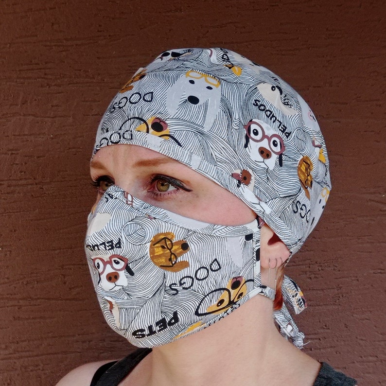 Veterinarian Scrub Cap DOGS Washable Stratchy Funny Printed / Etsy