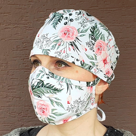Scrub Cap FLORAL Washable Stretch 