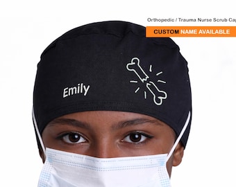 Personalized Orthopedic Scrub Cap Surgeon Scrub Cap Trauma Nurse Cap Bone Embroidered Surgical Cap Ortho Nurse Gift