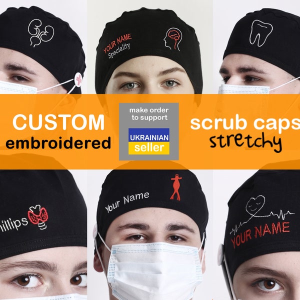 Custom Embroidered Personalized Scrub Cap, crna gift, OR / ER / ICU / Charge Nurse Scrub Caps 