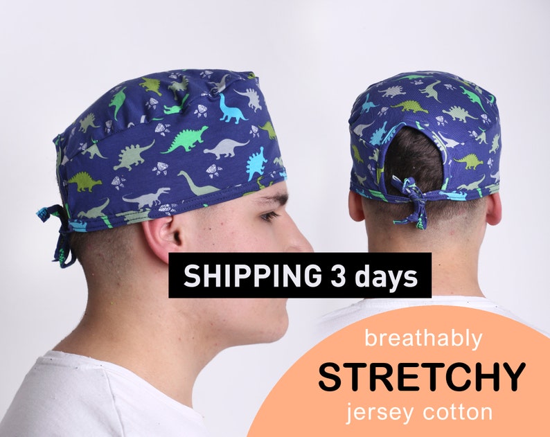 Scrub Cap DINO Washable Elastic Funny Surgical / Nurse Scrub Etsy