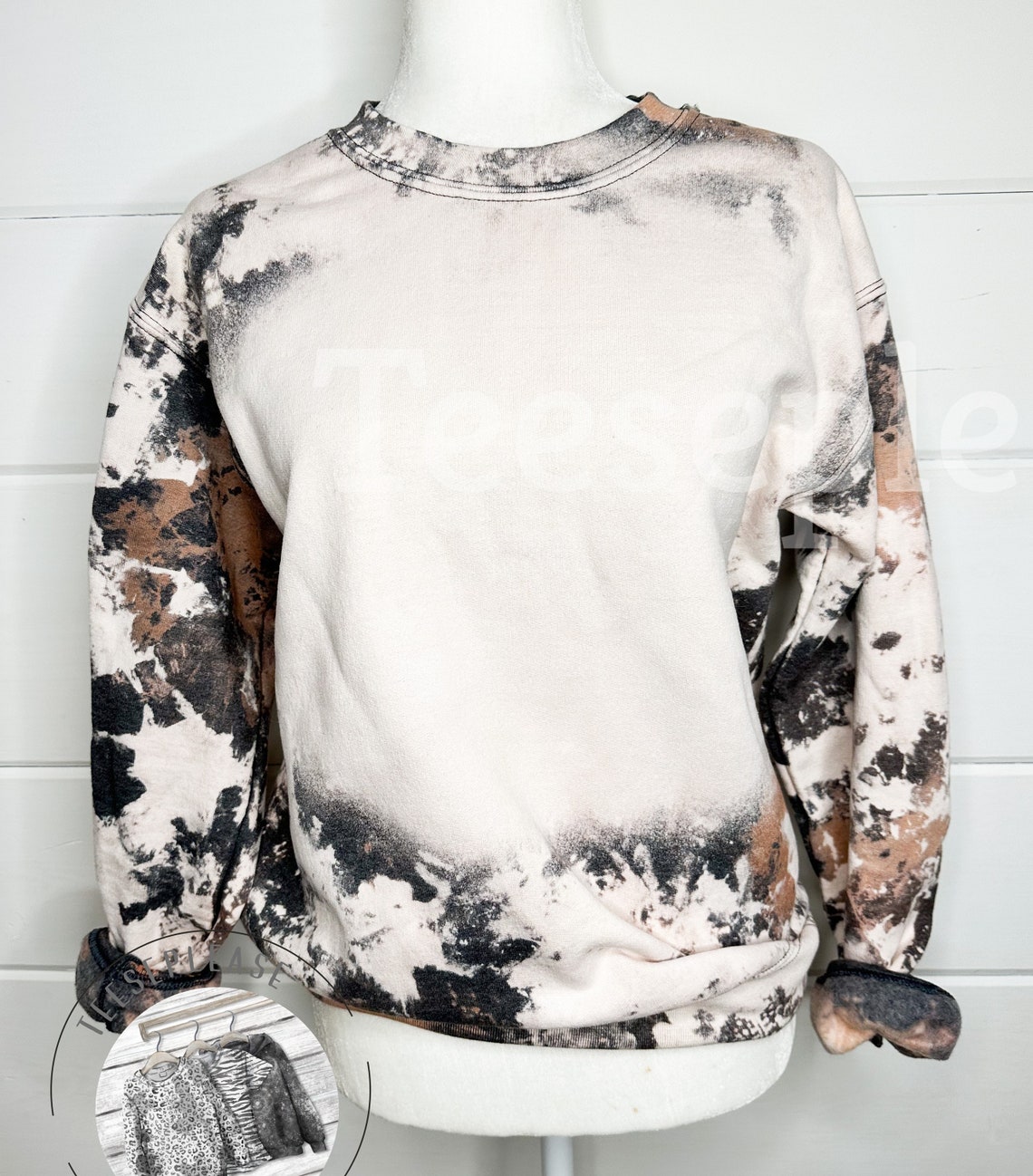 Blank Cowhide Sweatshirt Bleached Cow Shirt Acid Wash Blanks - Etsy