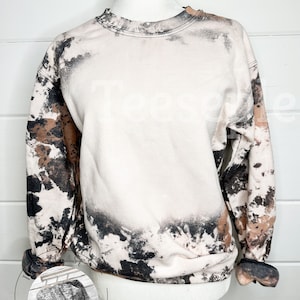 Blank Cowhide Sweatshirt Bleached Cow Shirt Acid Wash Blanks