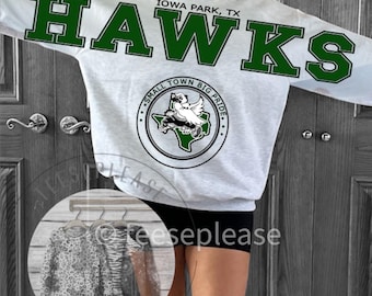Överdimensionerad Arm to Arm maskottröja Team Sweatshirt School Spirit, Green Hawks Crew Neck