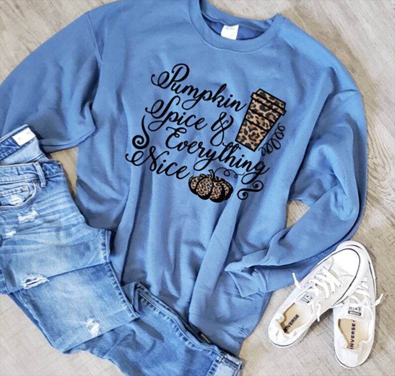 cheetah print animal print fall sweatshirt oversized sweater Pumpkin spice and everything nice sweatshirt
