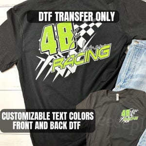 Custom Racing DTF Transfer, Name & Number Shirt Transfer, Dirt Track Racing Design, Heat Press Transfer, Team Shirt, Pocket  Full Size