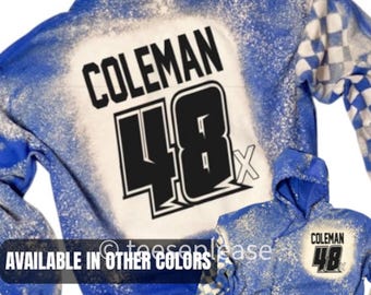 Personalized Racing Hoodie: Bleached Blue Dirt Track Motocross