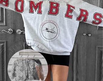 Team Name | Custom Mascot Oversized Sweatshirt | School Spirit Crewneck | Personalized Town & Mascot Sweatshirt | Arm to Arm Big Bold Text