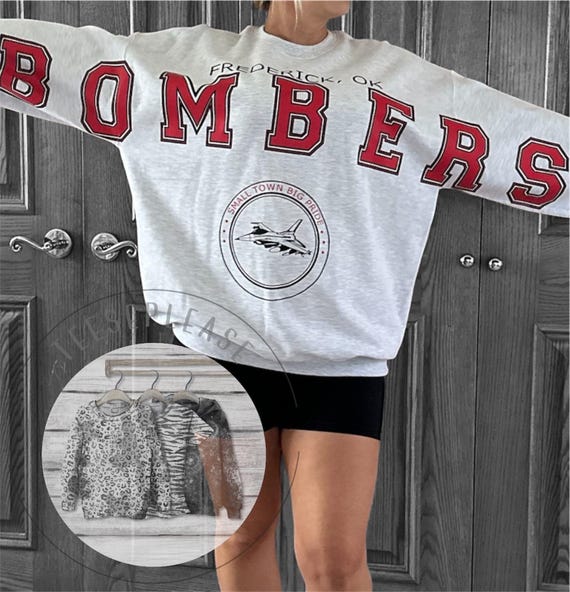 Football Sweater | Custom Mascot Oversized Sweatshirt | School Spirit Shirt | Personalized Town & Mascot | Arm to Arm Big Bold Text