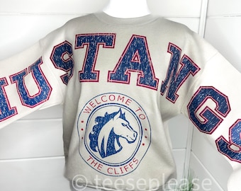 Custom Mascot Cropped Sweatshirt | Oversized School Spirit Crewneck