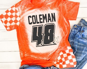 Personalized Racing Shirt Bleached Black Unisex Tshirt Dirt Track Motocross Dirt bike Race Tee Checkered Flag Bleached