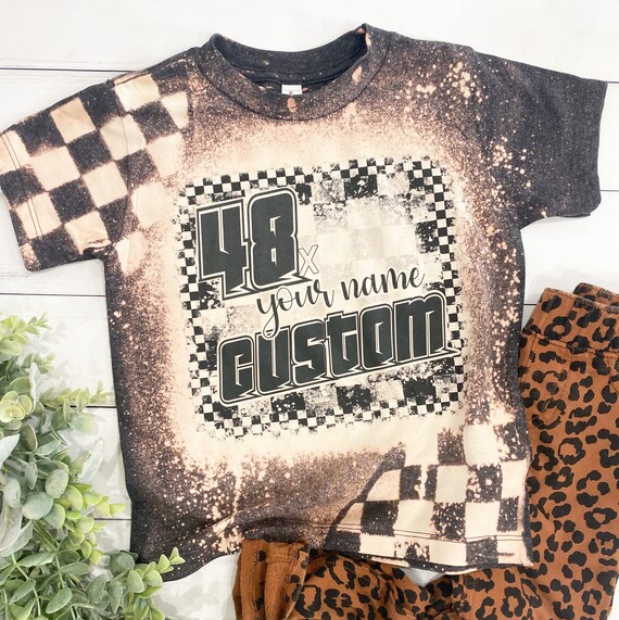 Custom Bleached Kids Race Tee: Personalized Dirt Track Shirt