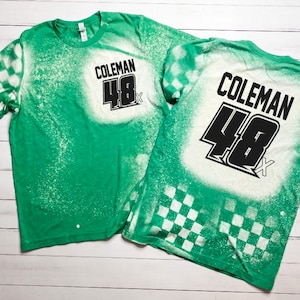 Personalized Front and Back Racing Shirt Bleached Black Unisex Tshirt Dirt Track Motocross Dirt bike Race Tee Checkered Flag Bleached