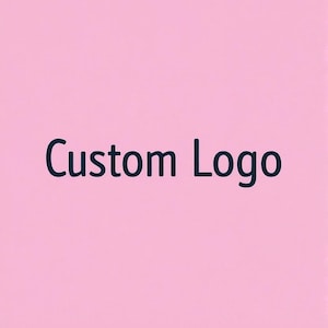 May include: Pink background with the words "Custom Logo" in a dark blue font. The text is centered on the image.