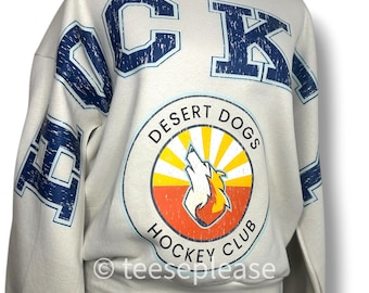 Custom Mascot Cropped Sweatshirt | Oversized Team  Crewneck | Hockey Sweatshirt