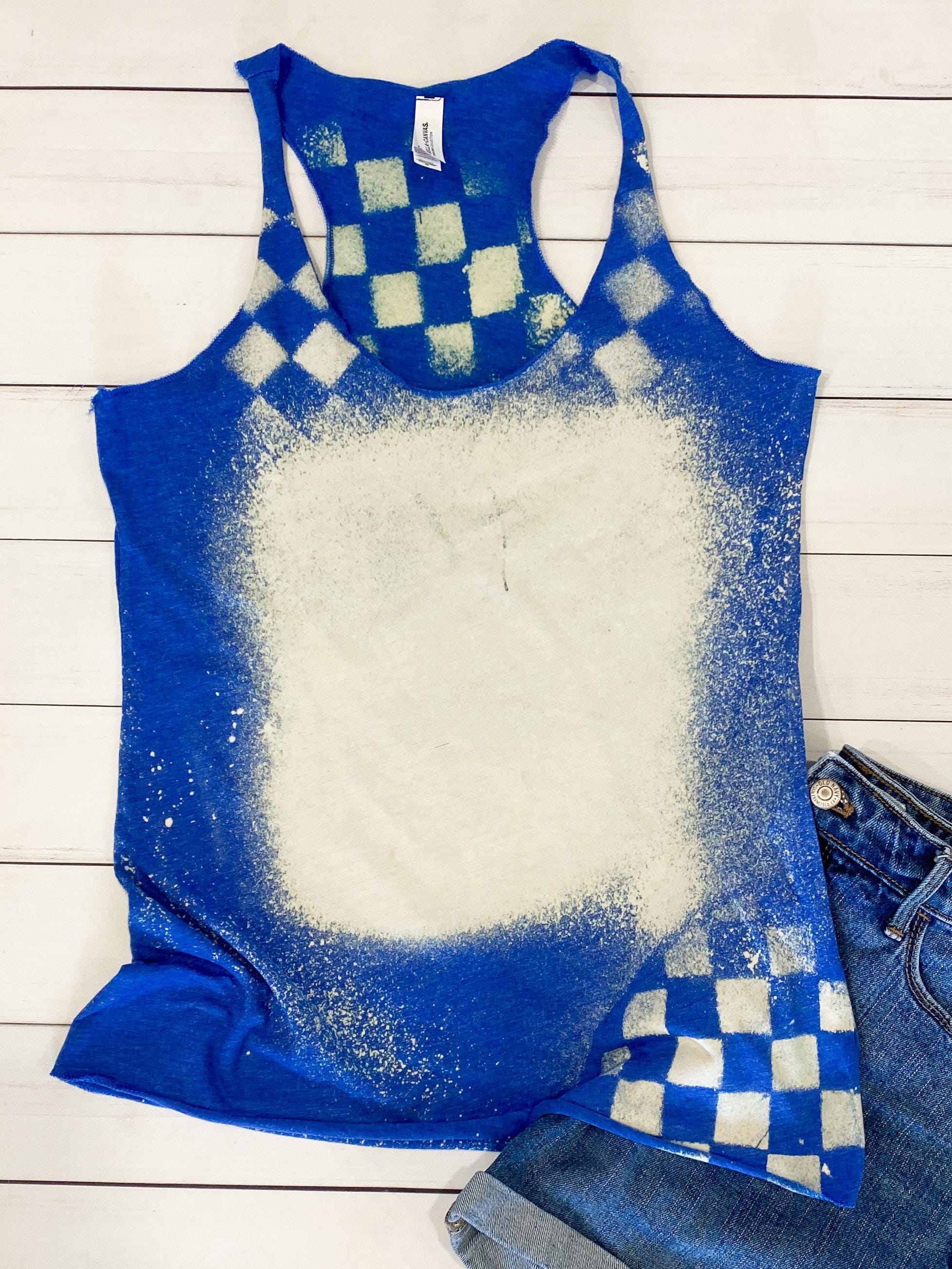Bleached Racerback Tank Top: Checkered Racing Shirt - Etsy