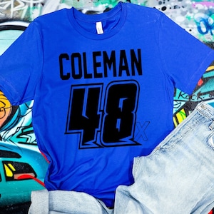 Royal Blue Racing Tshirt Front Only Personalized Design Unisex Tshirt Dirt Track Motocross Dirt bike Race Tee Checkered Flag DTG