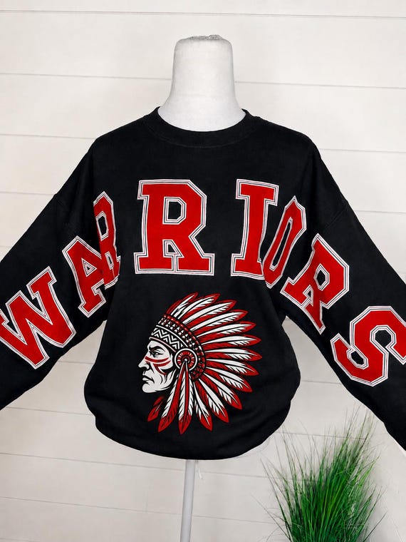 Team Name Sweater | Football Mascot Oversized Sweatshirt | School Spirit | Personalized Town & Mascot Sweatshirt | Arm to Arm Text | Cheer