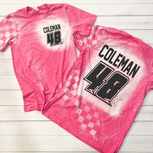 Personalized Front and Back Racing Shirt Bleached Black Unisex Tshirt Dirt Track Motocross Dirt bike Race Tee Checkered Flag Bleached