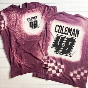Personalized Front and Back Racing Shirt Bleached Black Unisex Tshirt Dirt Track Motocross Dirt bike Race Tee Checkered Flag Bleached