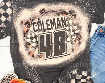 パーソナライズされたレースカーブリーチTシャツ：チェック柄スリーブダートトラックTシャツ