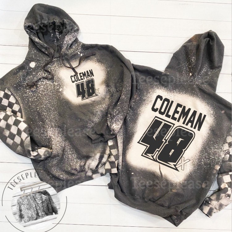 Racing Hoodie or Crewneck Personalized Name and Number Plus Sizes Dirt Track Motocross Bike Race Apparel Checkered Flag Bleached DTG Etsy
