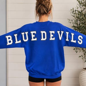 Team Name Sweater | Football Mascot Oversized Sweatshirt | School Spirit | Personalized Town & Mascot Sweatshirt | Arm to Arm Text | Cheer image 20